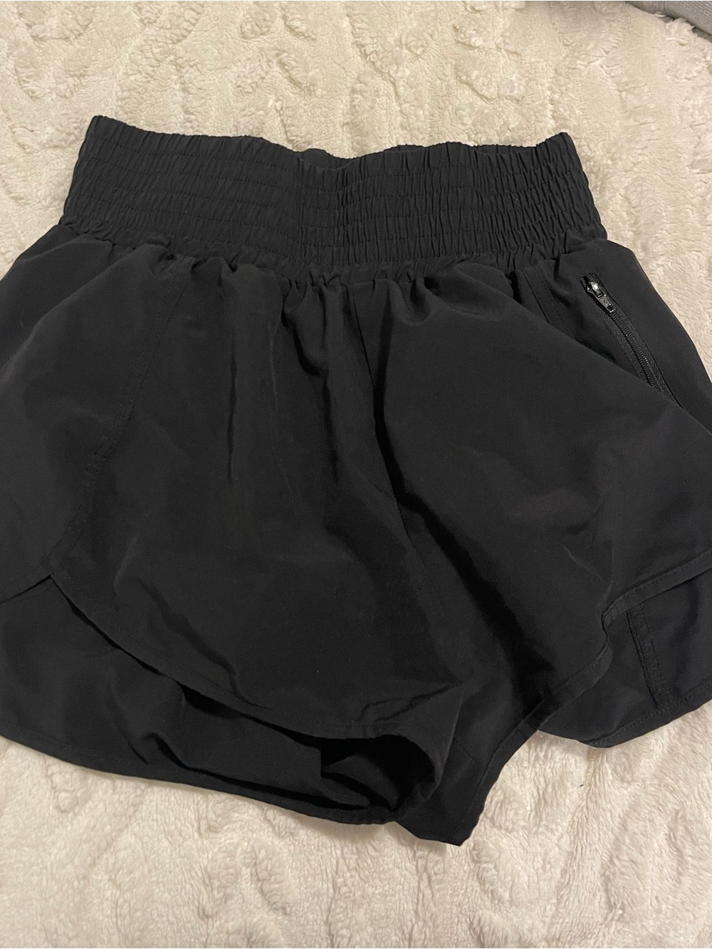 Black Women's Elastic Waist Athletic Shorts